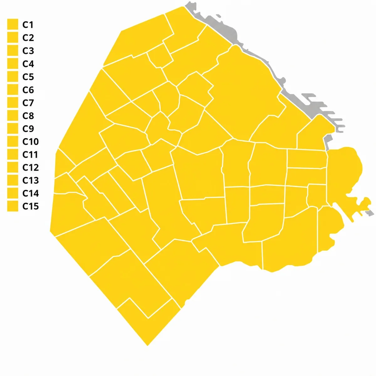 Mapa de las comunas de la Ciudad Autónoma de Buenos Aires