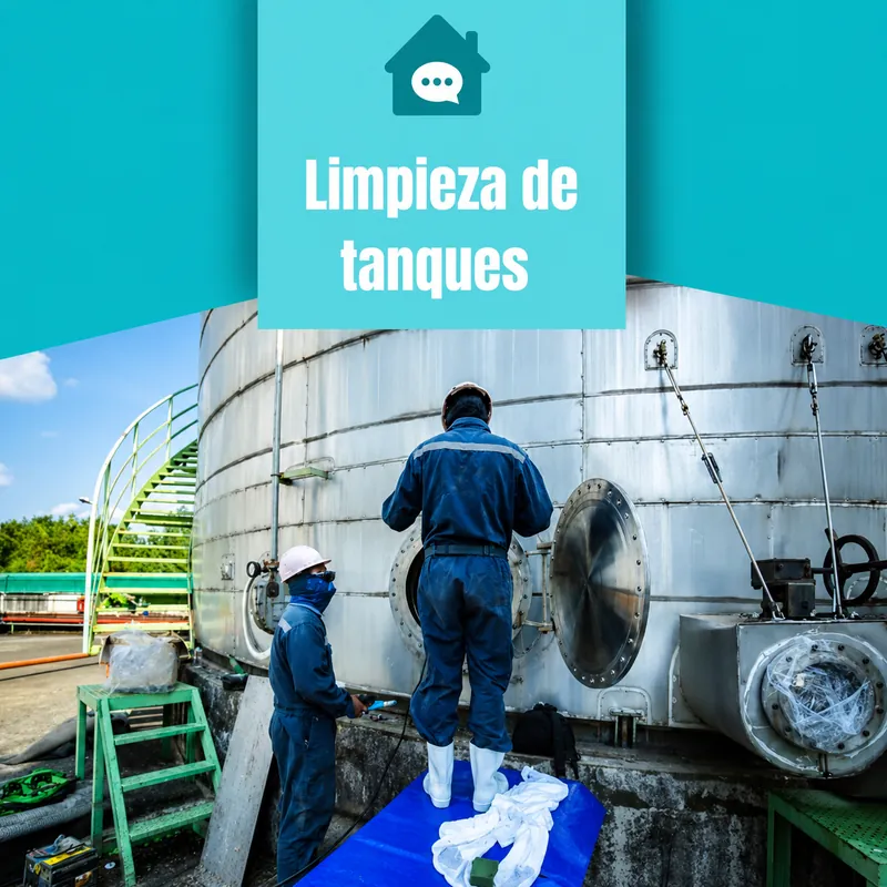 Limpieza de tanques: personal trabajando junto a un tanque
